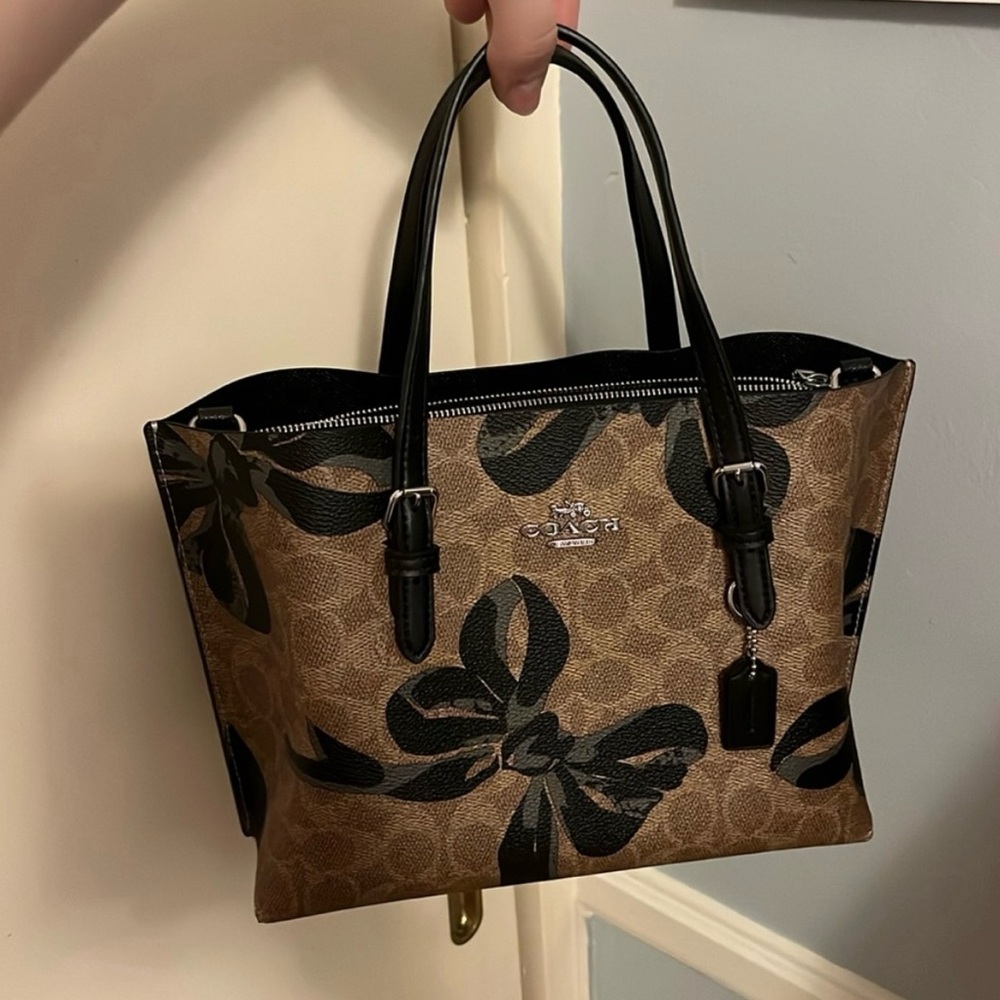 Coach Brown and Black Floral Tote Bag